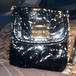 Gianni Bini Quilted Black Crossbody Bag with Gold Chain
